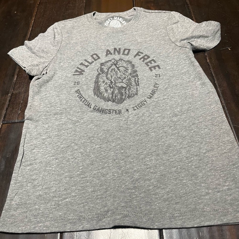 Spiritual Gangster Gray Tee with Lion Print